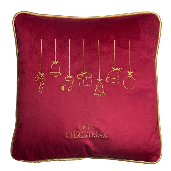 Poduszka Haftowana Dekoracyjna Merry Christmas - Różne Kolory Tkanin