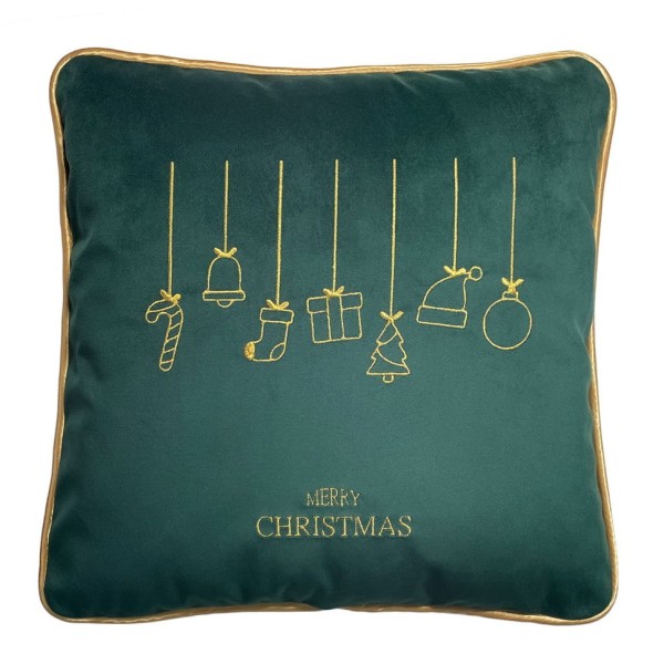 Poduszka Haftowana Dekoracyjna Merry Christmas - Różne Kolory Tkanin