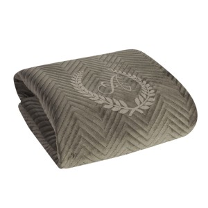 Personalizowana Narzuta z Haftem Velvet Brązowa Jodełka