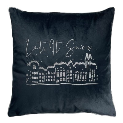 Poduszka Haftowana Dekoracyjna Let it Snow - Różne Kolory Tkanin 2
