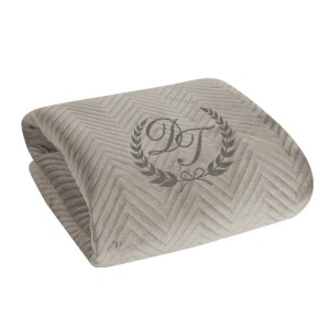 Personalizowana Narzuta z Haftem Velvet Taupe Jodełka