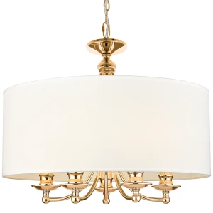 Lampa Wisząca Złota z Białym Abażurem Volare Libero 50x50x45cm