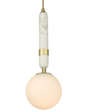Lampa Sufitowa, Wisząca Nuvola Mosiądz, Marmur 10x10x25cm