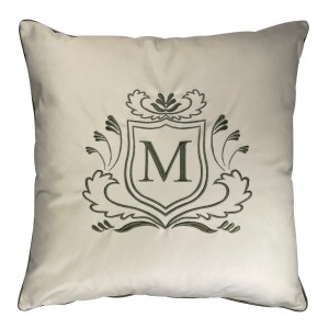 Poduszka Haftowana Dekoracyjna Velvet Monogram - Różne Kolory Tkanin