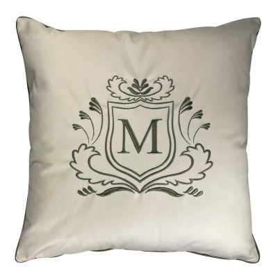 Poduszka Haftowana Dekoracyjna Velvet Monogram - Różne Kolory Tkanin