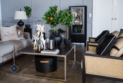 Wąska Stylowa Witryna Czarna Henshaw Laura Ashley 67x42x160cm 7