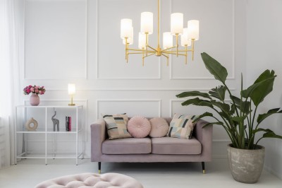 Lampa Wisząca Abruzzo Biała Mosiądz 91x86x86cm 3