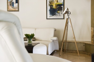 Lampa Podłogowa na Trójnogu Foto New Drewno Naturalne Chrom Wys. 60cm 4