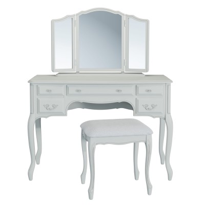 Provencale Laura Ashley Toaletka z Taboretem Szara 110x47x77cm 5