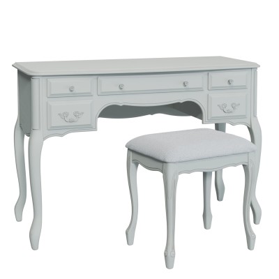 Provencale Laura Ashley Toaletka z Taboretem Szara 110x47x77cm 3