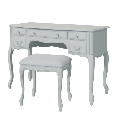 Provencale Laura Ashley Toaletka z Taboretem Szara 110x47x77cm 4
