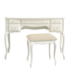 Provencale Laura Ashley Toaletka z Taboretem Kość Słoniowa 110x47x77cm