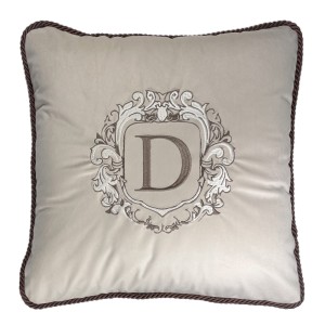 Poduszka Haftowana Dekoracyjna Monogram Floral - Różne Kolory Tkanin