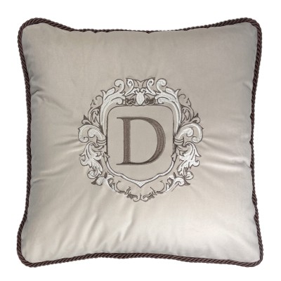 Poduszka Haftowana Dekoracyjna Monogram Floral - Różne Kolory Tkanin