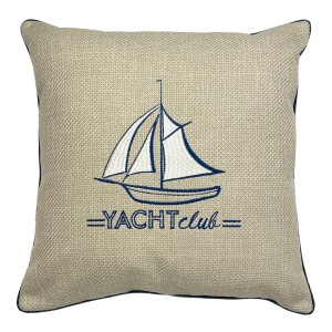 Poduszka Haftowana Yacht Club - Różne Kolory Tkanin