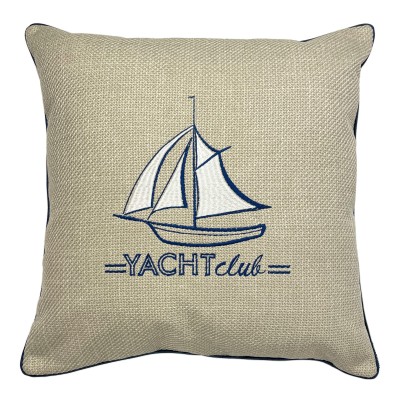 Poduszka Haftowana Yacht Club - Różne Kolory Tkanin 2