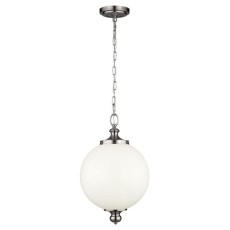 Lampa Sufitowa, Wisząca Globe L Nikiel, Biały 30x30x49cm