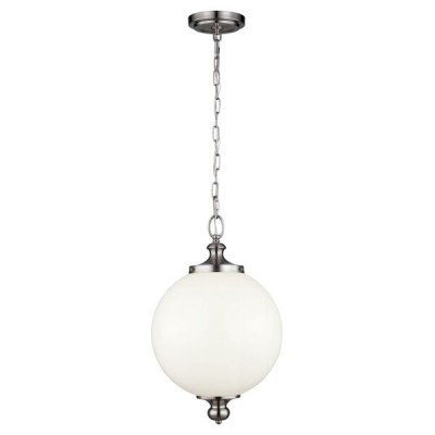 Lampa Sufitowa, Wisząca Globe L Nikiel, Biały 30x30x49cm