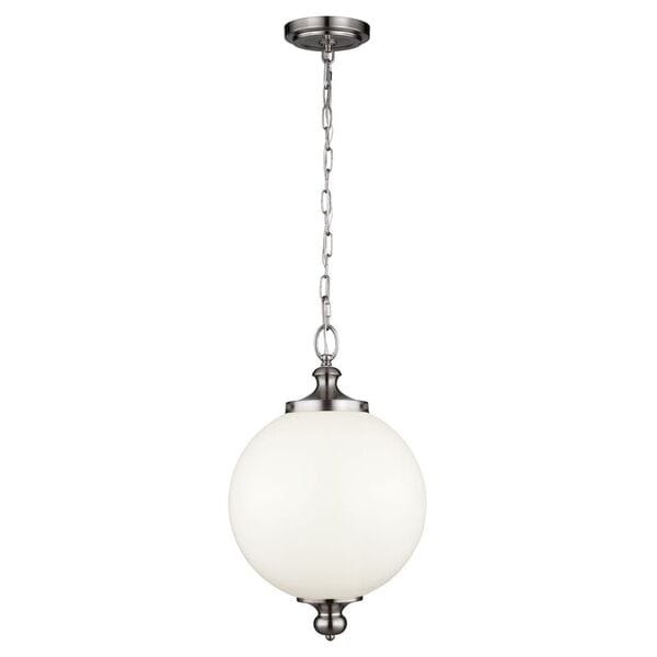 Lampa Sufitowa, Wisząca Globe L Nikiel, Biały 30x30x49cm