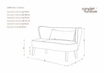 Wygodna Dwuosobowa Sofa Smithy  138x75x79cm  - Opcje Wyboru Tkaniny 11