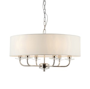Lampa Sufitowa Wisząca Nixon Niklowana, Biała Wys. 30-79cm