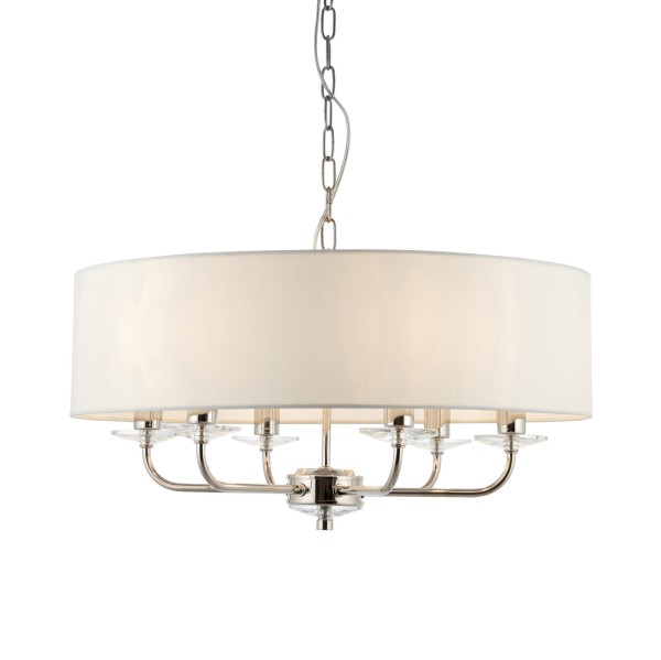 Lampa Sufitowa Wisząca Nixon Niklowana, Biała Wys. 30-79cm