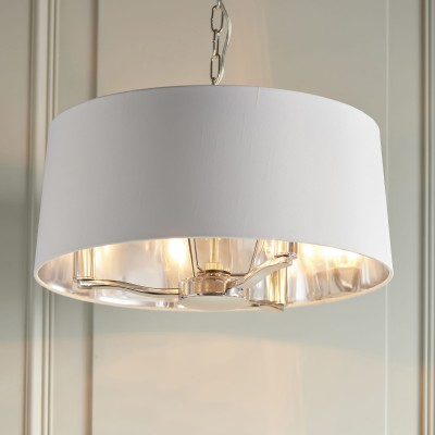 Lampa Sufitowa Wisząca Harvey, Jasny Nikel, Stal i Tkanina, Wys. 150cm 3