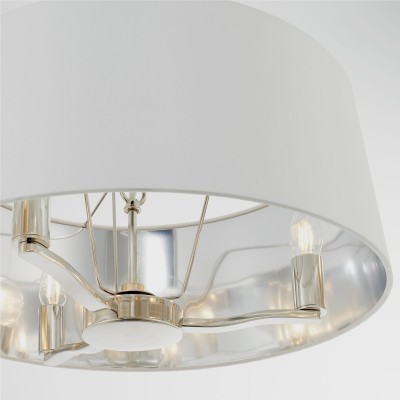 Lampa Sufitowa Wisząca Harvey, Jasny Nikel, Stal i Tkanina, Wys. 150cm 5