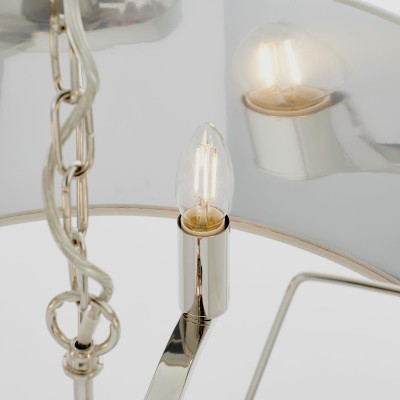 Lampa Sufitowa Wisząca Harvey, Jasny Nikel, Stal i Tkanina, Wys. 150cm 8