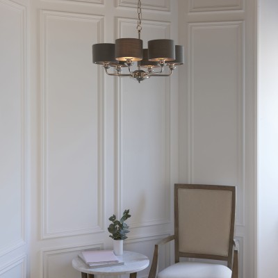 Lampa Sufitowa Wisząca Highclere Szary, Materiał Wys. 185.5 cm 4