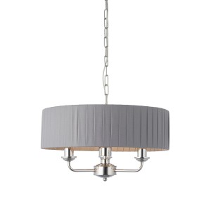 Lampa Sufitowa Wisząca Highclere Nikiel, Tkanina Wys. 142 cm