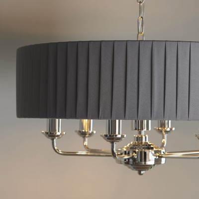 Lampa Sufitowa Wiszącac Highclere Nikiel, Czarny Materiał Wys. 174 cm 5