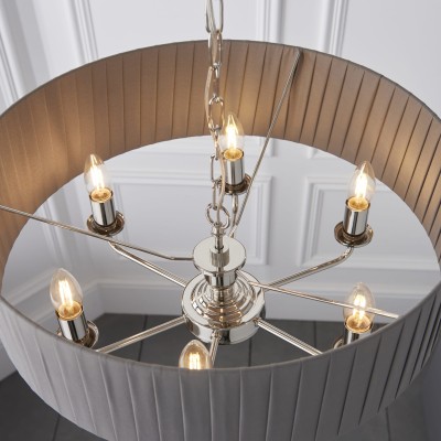 Lampa Sufitowa Wiszącac Highclere Nikiel, Czarny Materiał Wys. 174 cm 7