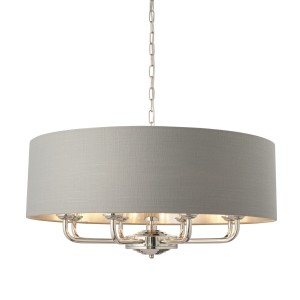 Lampa Sufitowa Wisząca Highclere Nikiel, Tkanina Wys. 174, 5cm