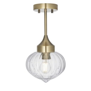 Lampa Sufitowa Addington Szkło, Antyczny Mosiądz Wys. 35cm