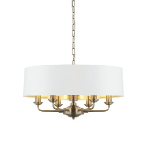 Lampa Sufitowa Wisząca Highclere Mosiądz, Tkanina Wys. 35- 174cm