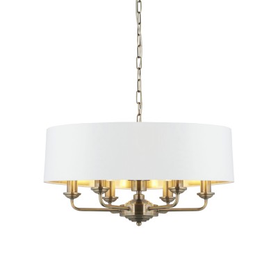 Lampa Sufitowa Wisząca Highclere Mosiądz, Tkanina Wys. 35- 174cm 2