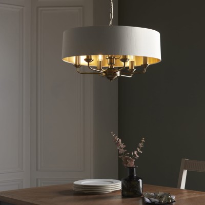 Lampa Sufitowa Wisząca Highclere Mosiądz, Tkanina Wys. 35- 174cm 5