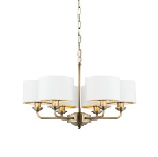 Lampa Sufitowa Wisząca Highclere Mosiądz, Tkanina Wys. 50-185,5cm