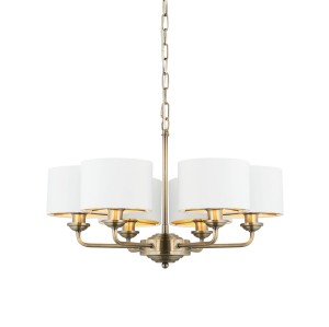 Lampa Sufitowa Wisząca Highclere Mosiądz, Tkanina Wys. 50-185,5cm
