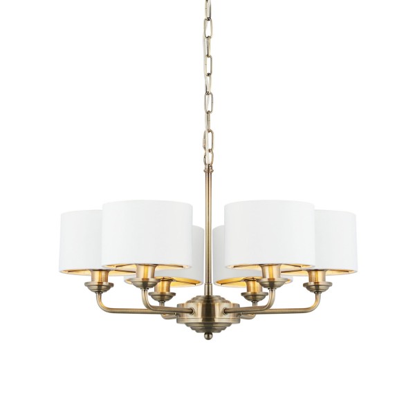 Lampa Sufitowa Wisząca Highclere Mosiądz, Tkanina Wys. 50-185,5cm
