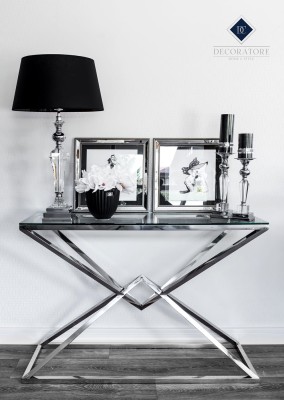 Designerska Konsola Calda Szkło, Chrom 120x40x80cm 9