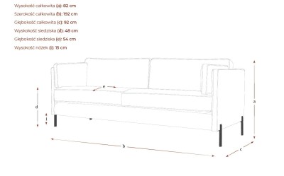 Nowoczesna i Wygodna 2,5-osobowa Sofa Jovan 192x92x82cm - Opcje Wyboru Tkaniny 3