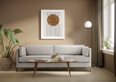 Elegancka 3,5-osobowa  Sofa Jovan  o Prostej Bryle 222x92x82cm -Opcje Wyboru Tkaniny 3