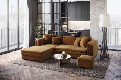 Duża Sofa Narożna Liamos  270x190-105x78cm - Opcje Wyboru Tkaniny 12