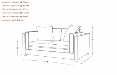 2,5 Osobowa Sofa Liamos - Różne Kolory 195x95x78cm 4