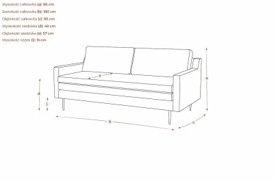 Dwuosobowa Sofa Kelso  w Stylu Skandynawskim 180x90x86cm - Opcje Wyboru Tkaniny 4