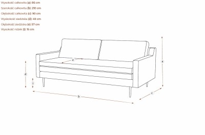 Klasyczna i Elegancka Trzyosobowa Sofa Kelso  210x90x86cm - Opcje Wyboru Tkaniny 4