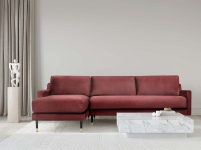 Elegancki Narożnik Elixir w Stylu Skandynawskim 260x90-157x88cm - Opcje Wyboru Tkaniny 3