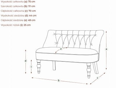 Pikowana Sofa Epson w Stylu Angielskim 111x70x75cm - Opcje Wyboru Tkaniny 3